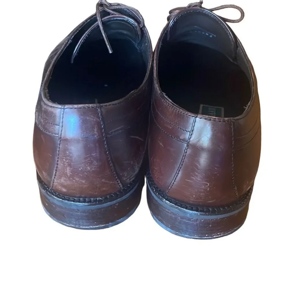 Cole Haan Men's 10.5 Brown Leather Lace Up Round Toe Classic‎ Dress Shoes